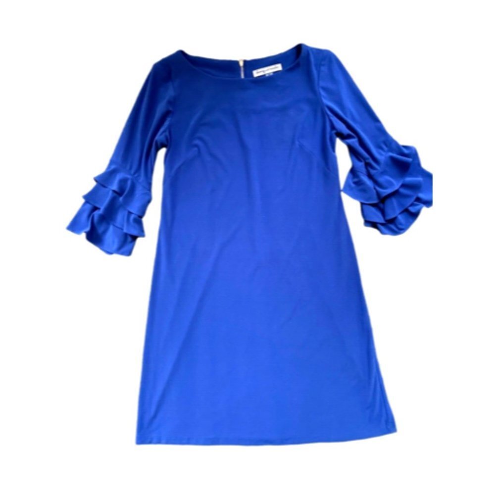 Danny & Nicole Blue Ruffle Sleeve Dress